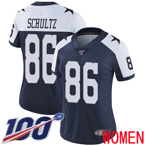 Women Dallas Cowboys Limited Navy Blue Dalton Schultz Alternate #86 100th Season Vapor Untouchable Throwback NFL Jersey->youth nfl jersey->Youth Jersey